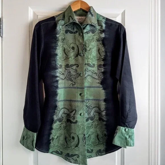 Nagara Silk Thai Black Green Jacket - Picture 1 of 4